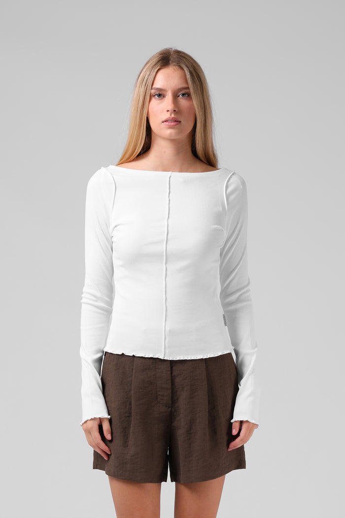 Ribbed LS - White