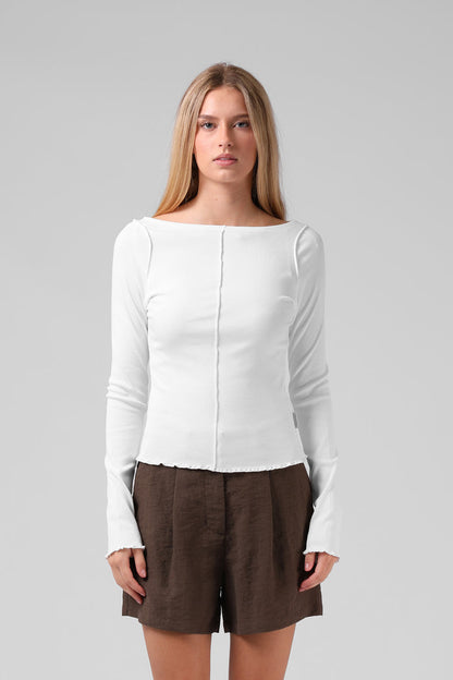 Ribbed LS - White