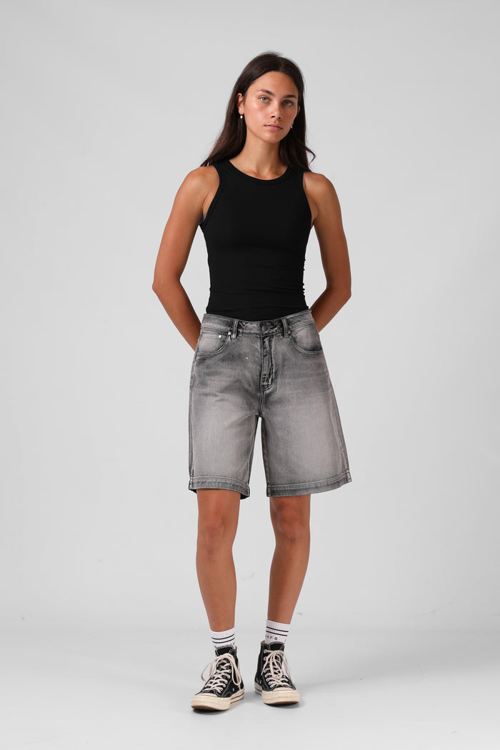 Ribbed Singlet - Black