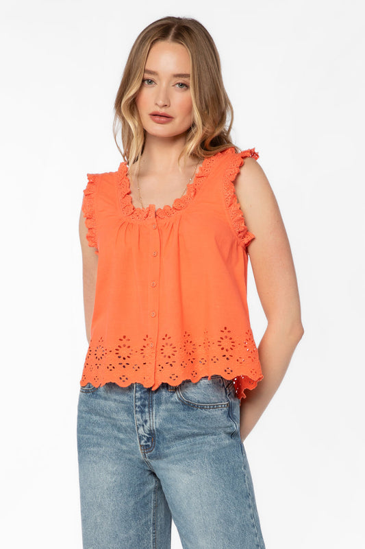Rosabel Grapefruit Tank - Tops - Velvet Heart Clothing