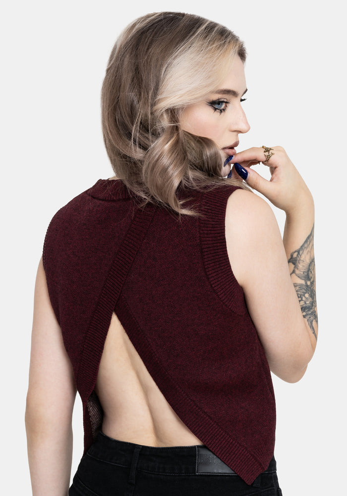 Rowana Dragon Printed Backless Knit Vest