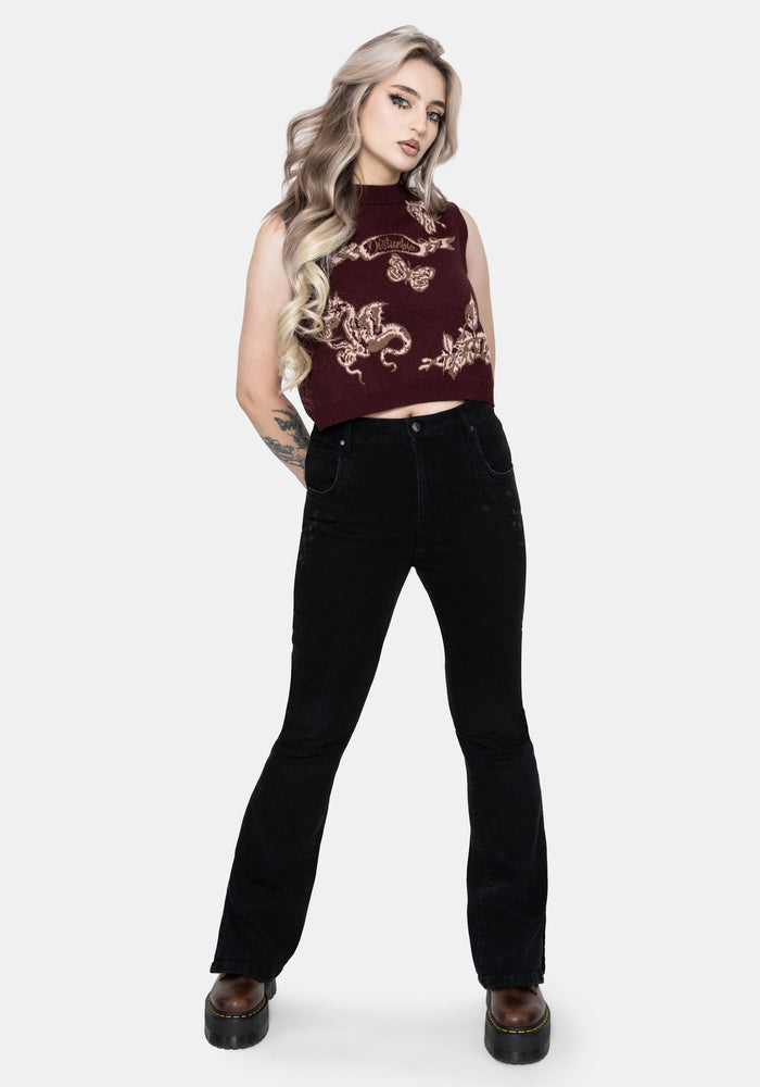 Rowana Dragon Printed Backless Knit Vest