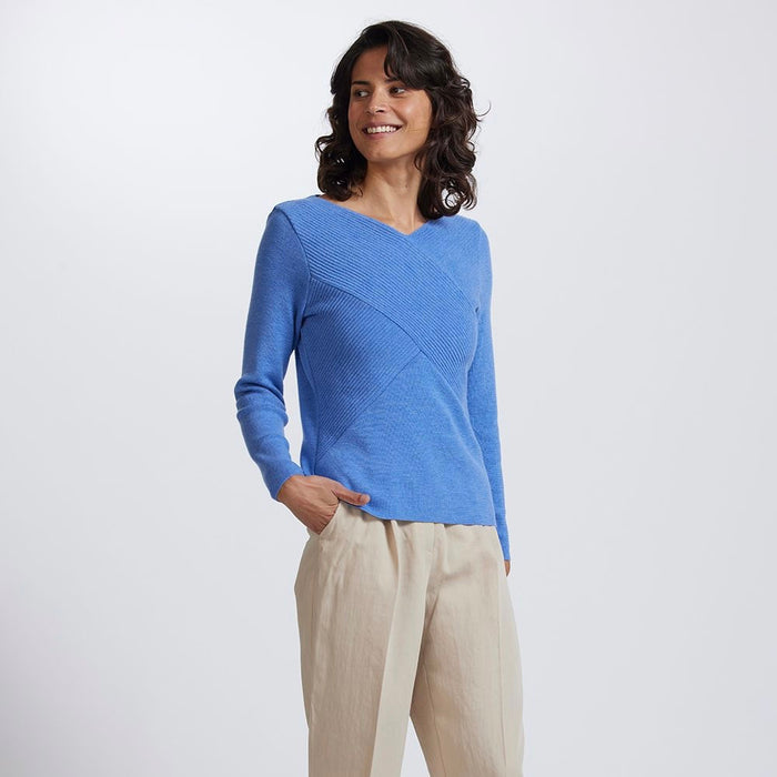 Royal Merino - 100% Merino Rib Wrap V (RM2055) Cornflower