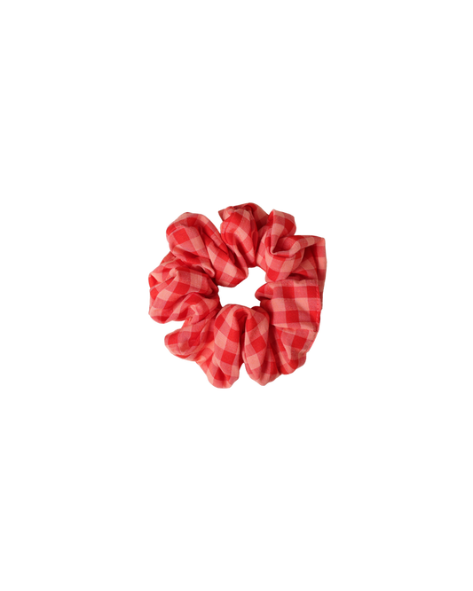 SABRINA SCRUNCHIE STRAWBERRY PEACH GINGHAM
