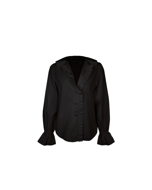 SANDLER RUFFLE SHIRT BLACK