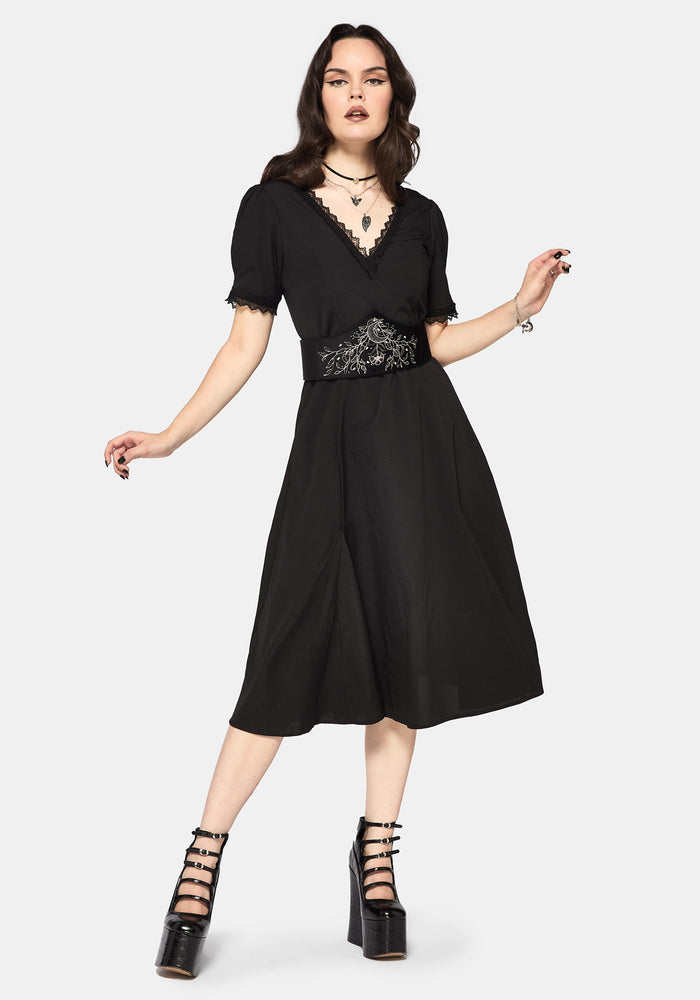 Sanzia Tie Back Lace Midi Dress