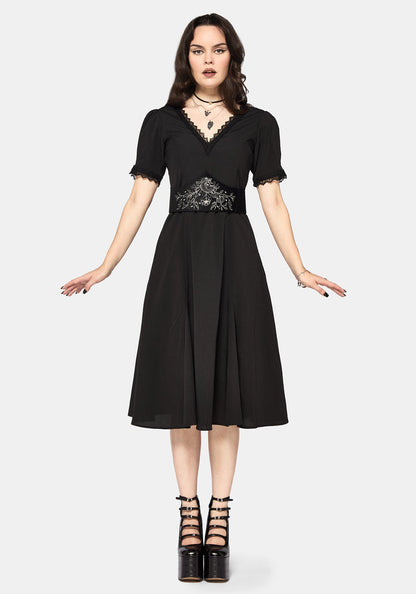 Sanzia Tie Back Lace Midi Dress