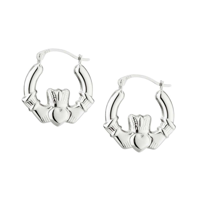 Silver Claddagh Creole Hooped Earrings