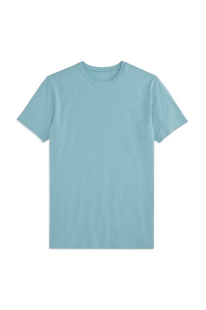 Front view of Silver Crew Neck T-shirt in Porcelain