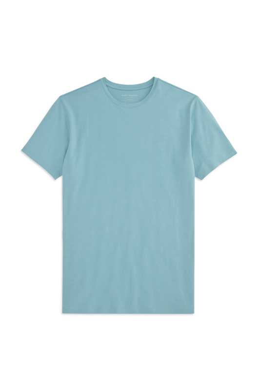 Front view of Silver Crew Neck T-shirt in Porcelain