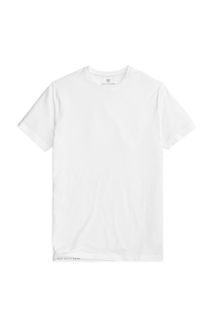 Bright White | Front view of Silver Crew Neck T-Shirt in Bright White
