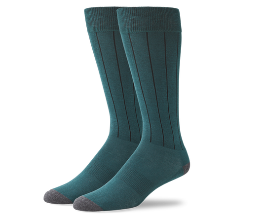 Midnight Pine Charcoal Heather | Front view of Silver Extended Crew Dress Sock in Midnight Pine Charcoal Heather