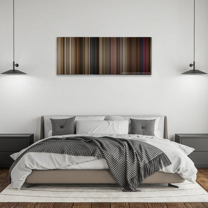 Silver Linings Playbook color palette canvas above a bed, between two black pendant lamps