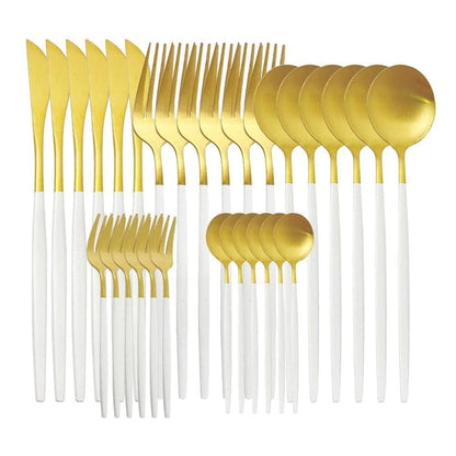 Sleek Matt Gold Dining Cutlery Set: Dine with Sophistication