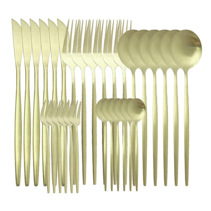 Sleek Matt Gold Dining Cutlery Set: Dine with Sophistication