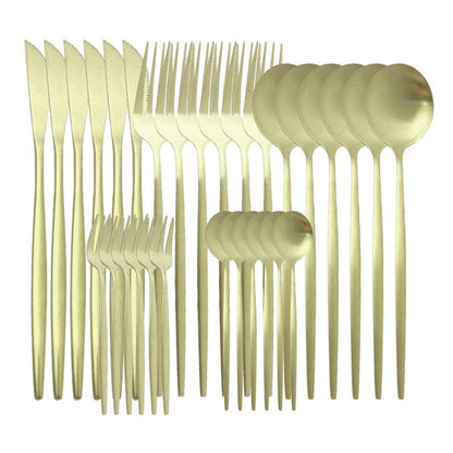 Sleek Matt Gold Dining Cutlery Set: Dine with Sophistication