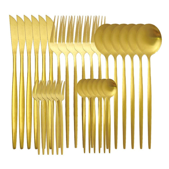 Sleek Matt Gold Dining Cutlery Set: Dine with Sophistication
