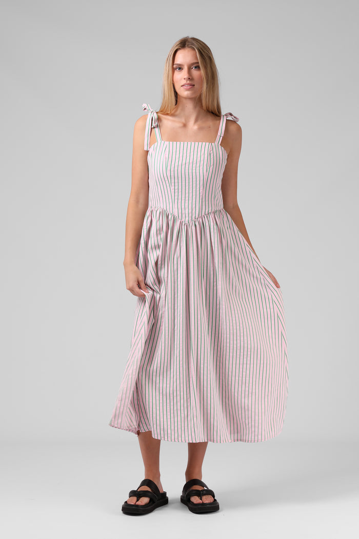 Sofia Midi Dress - Pink Stripe