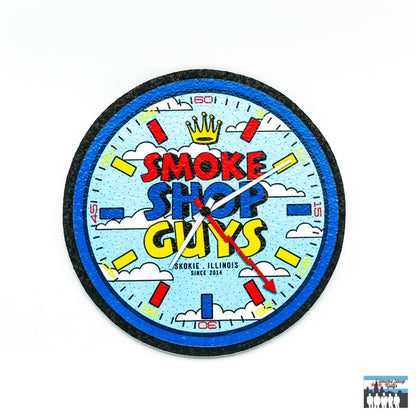 SSG Limited Edition Clock MoodMat – Heat-Resistant Dab Mat in Multiple Sizes: Durable and Stylish, Unique Clock Design, Exclusive to SSG, Heat-Resistant Material, Protects Surfaces, Heat Damage, Sessions, Versatile Sizes, 5 Inch, 8 Inch, 12 Inch Options, Fit Any Setup, Eco-Friendly, Made from Upcycled Materials, Sustainability, Limited Edition, Collectible Design, Limited Quantities Available.