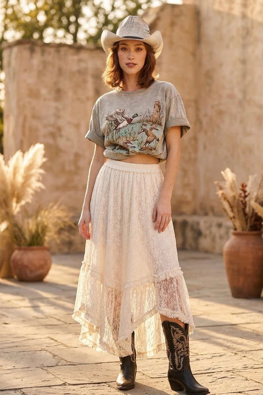 Vintage western graphic tee styled for country concert outfits, boho cowgirl fashion, western festival looks and modern country style from Sand + Charcoal Boutique