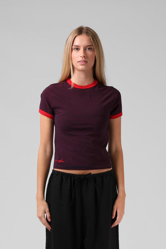 Stripe Ringer Tee - Navy