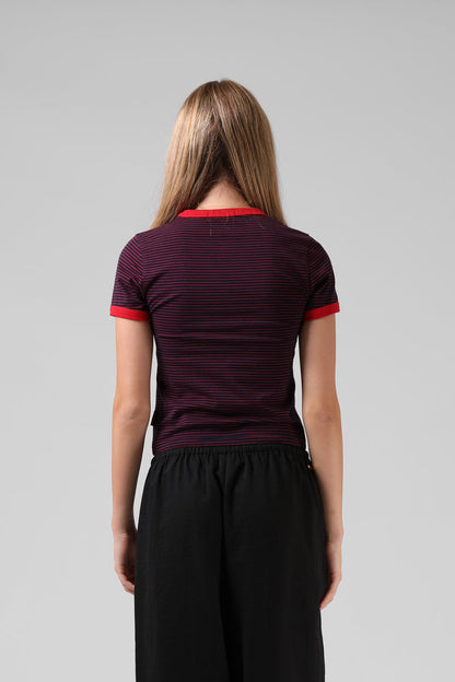 Stripe Ringer Tee - Navy