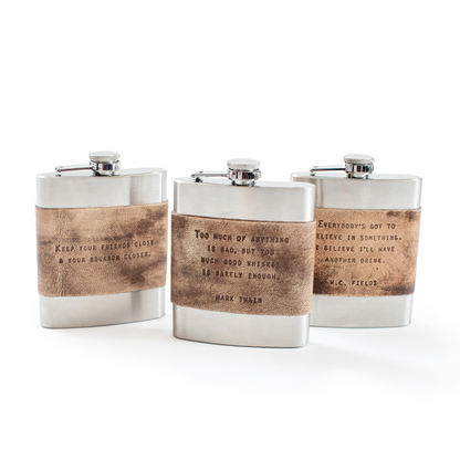 Sugarboo & Co. Leather Quote Flask