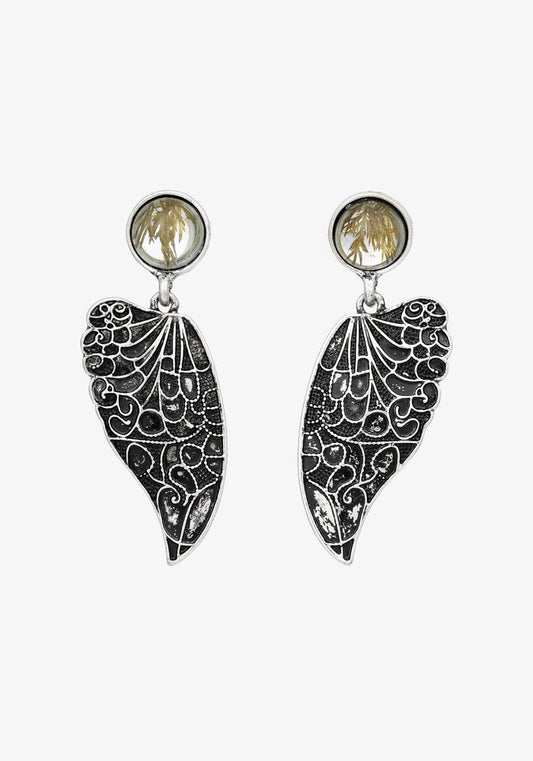 Sylvaine Fairy Wing Trapped Flower Earrings