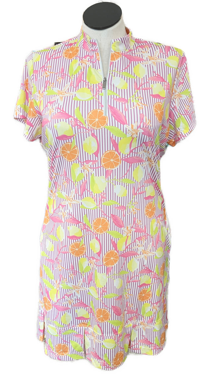 Tail Activewear Short Sleeve Tropical Citrus Print Golf Dress Size XL MSP$100