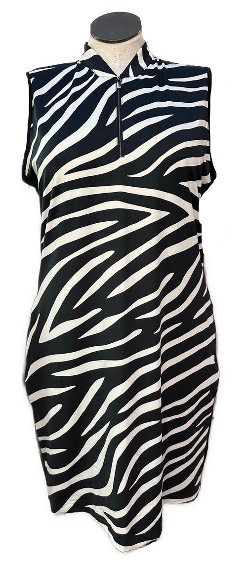 Tail Women's Black & White Wavy Stripe Pattern Sleeveless Golf Dress Size XL