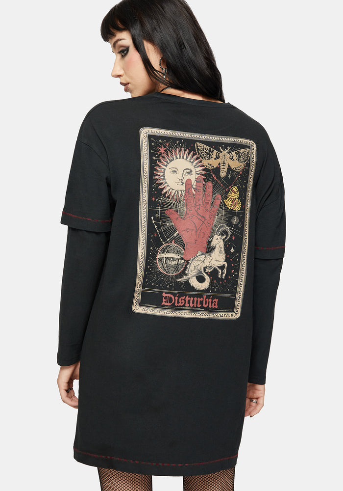 Temperance Tarot Graphic Long Sleeve Tee Dress