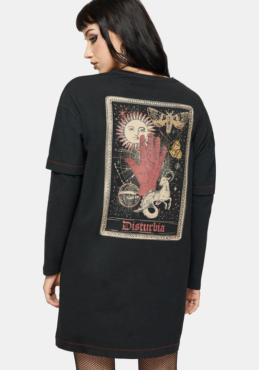 Temperance Tarot Graphic Long Sleeve Tee Dress