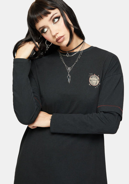 Temperance Tarot Graphic Long Sleeve Tee Dress