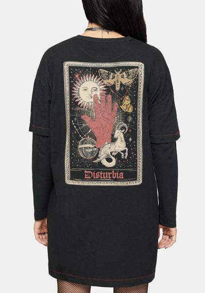 Temperance Tarot Graphic Long Sleeve Tee Dress