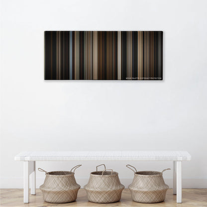 The Big Sick color palette canvas above a white bench with three woven baskets