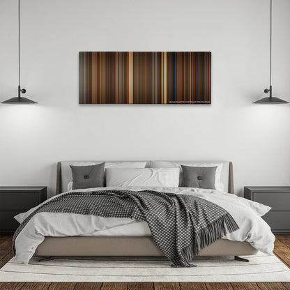 The Green Mile color palette canvas above a bed, between two black pendant lamps