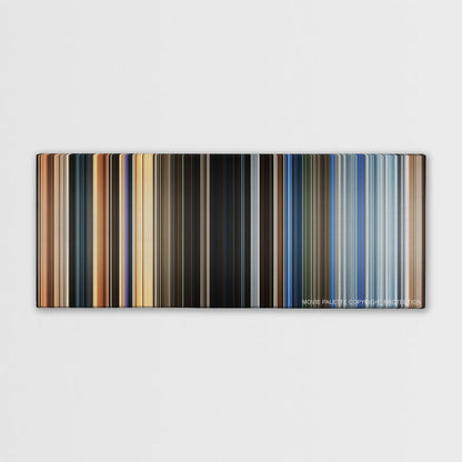 The Old Guard color palette canvas print: thousands of thin vertical stripes of color