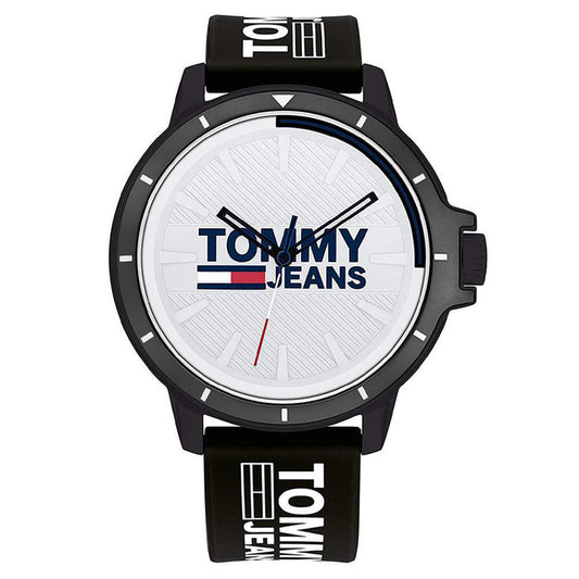 Tommy Hilfiger Houston Black Silicone Band White Dial Men's Watch - 1791828