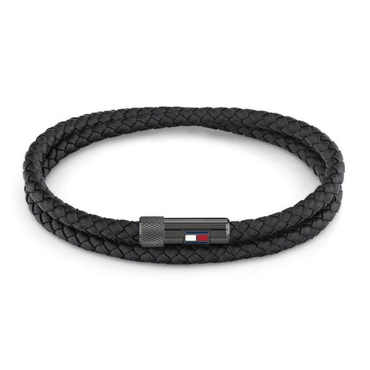 Tommy Hilfiger Jewellery Black Steel & Leather Men's Bracelet - 2790262S