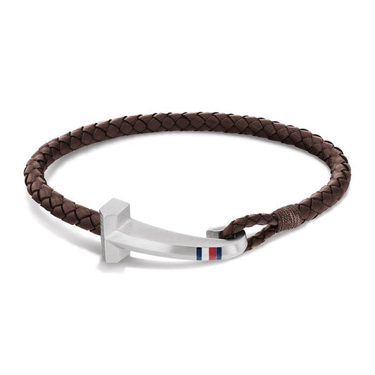 Tommy Hilfiger Jewellery Stainless Steel & Brown Leather Men's Bracelet - 2790276S
