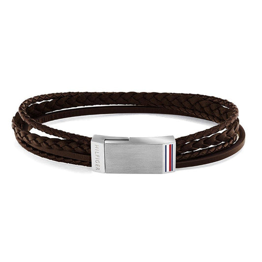 Tommy Hilfiger Jewellery Stainless Steel & Brown Leather Men's Bracelet - 2790280L