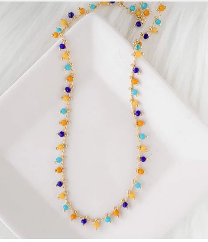 Topaz & Pearl Fringe Necklace