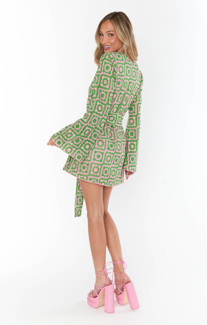 Treasure Mini Dress ~ Flower Power Pink  Crochet