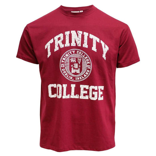 Trinity College Dublin Crest T-Shirt Burgundy & White