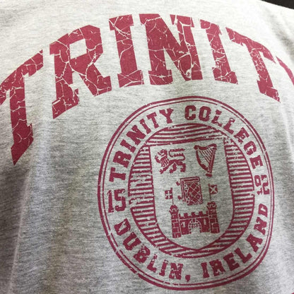 Trinity College Dublin Crest T-Shirt Grey Marl & Burgundy