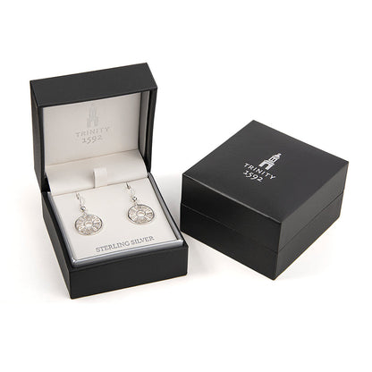 Trinity College Dublin Sterling Silver Drop Earrings Circle Door
