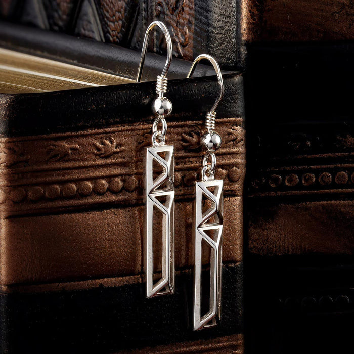 Trinity College Dublin Sterling Silver Drop Earrings Rectangle Door