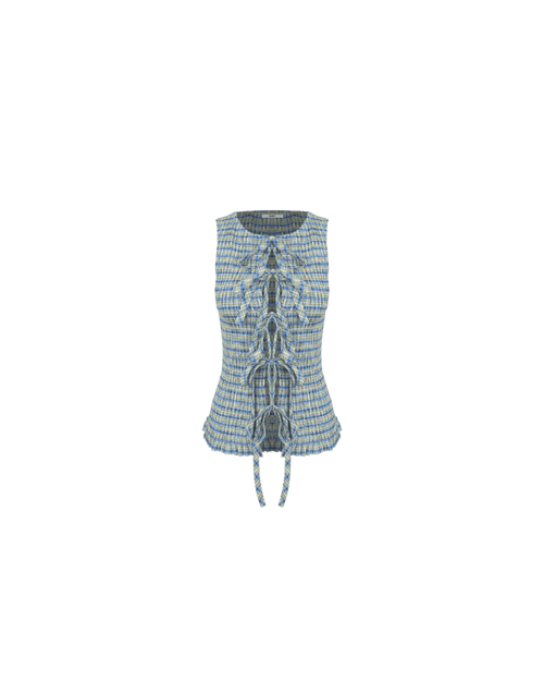TRULLI TIE TOP BLUE YELLOW CHECK