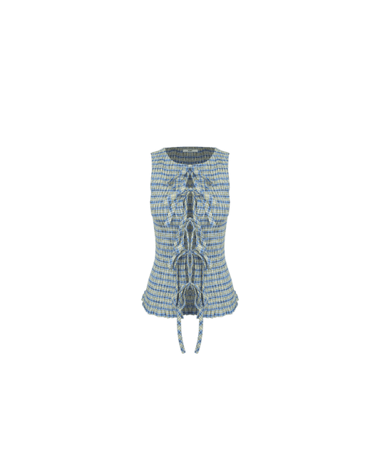 TRULLI TIE TOP BLUE YELLOW CHECK