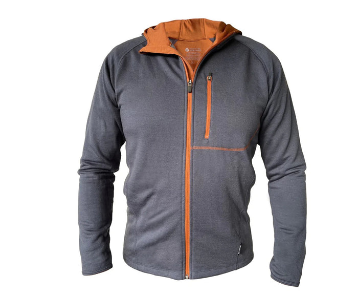 Tussock Ridge - Merino - Tencel Mens Full Zip Jacket with Hood